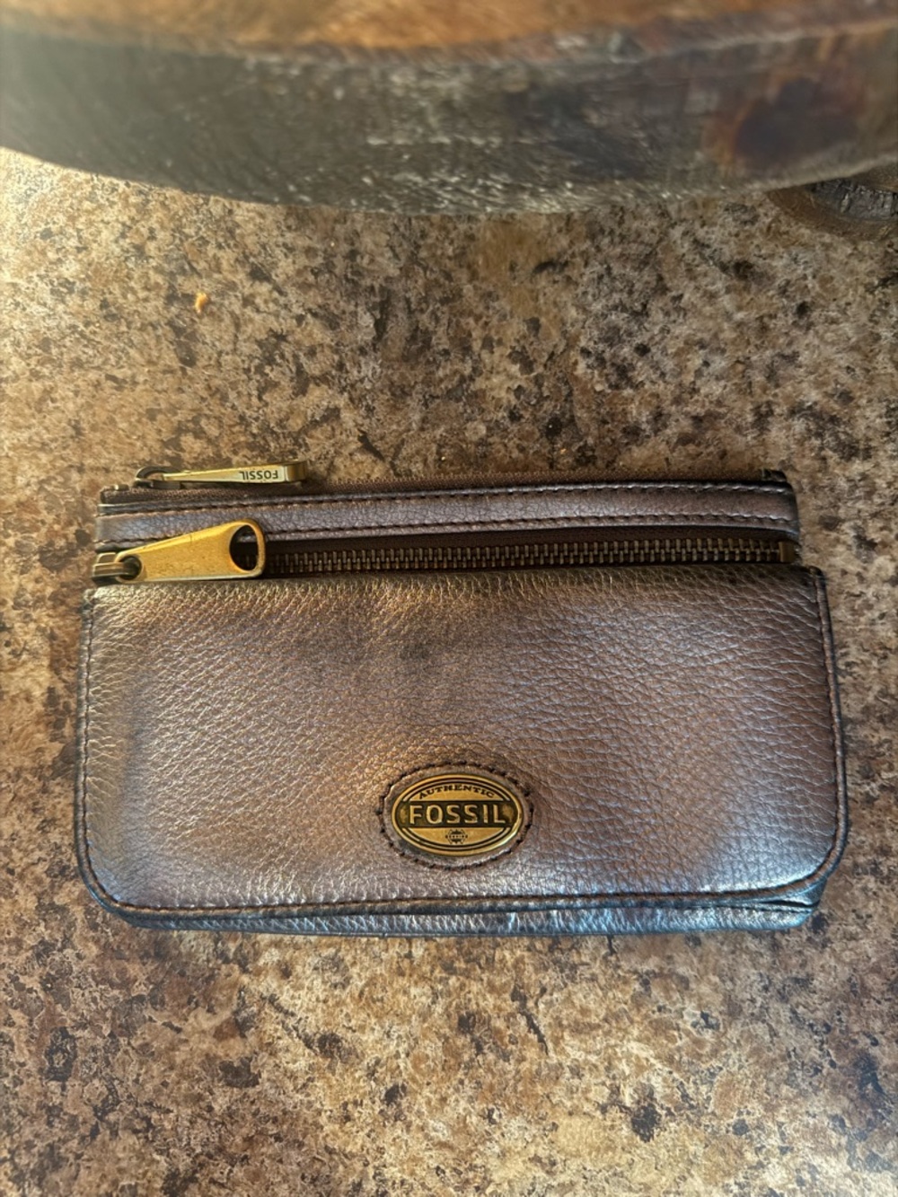 Fossil Explorer Flip Clutch Wallet In Metallic Pewter